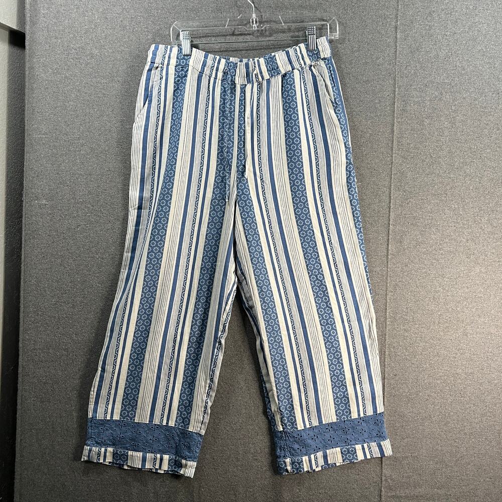 Denim & Co. Naturals Regular Linen Blend Crop Pants Med Denim Blue Small